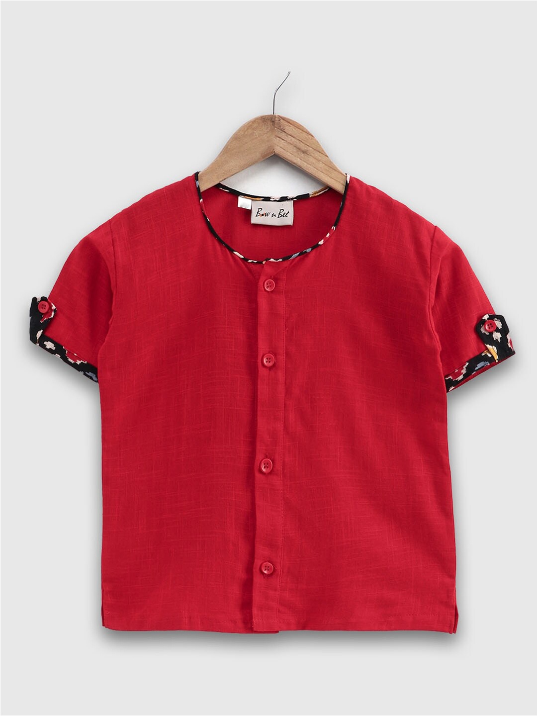 

BownBee Boys Short Sleeves Cotton Casual Shirt, Red