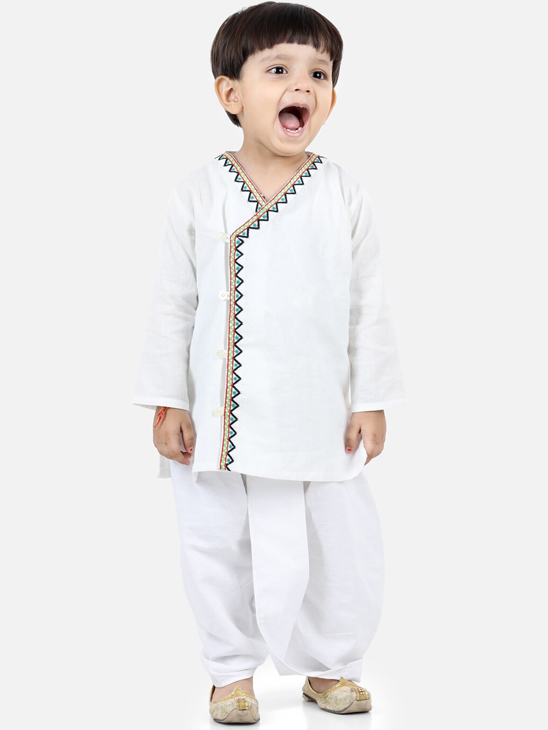 

BownBee Boys Embroidered Pure Cotton Kurta with Dhoti Pants, White