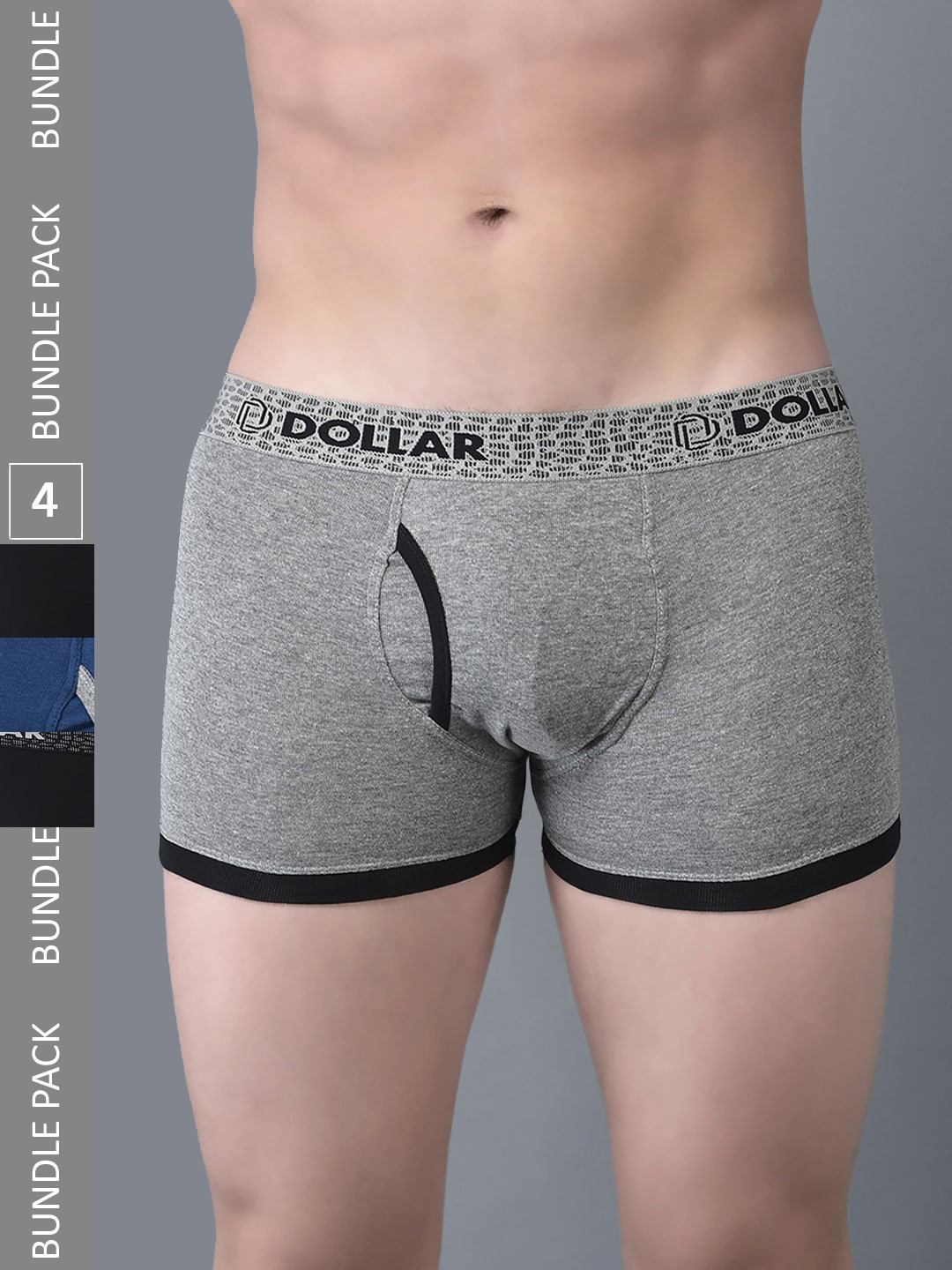 

Dollar Bigboss Men's Solid Pack of 4 Contoured Pouch Support Trunk MBTR-311-CONRIB-PO4, Assorted