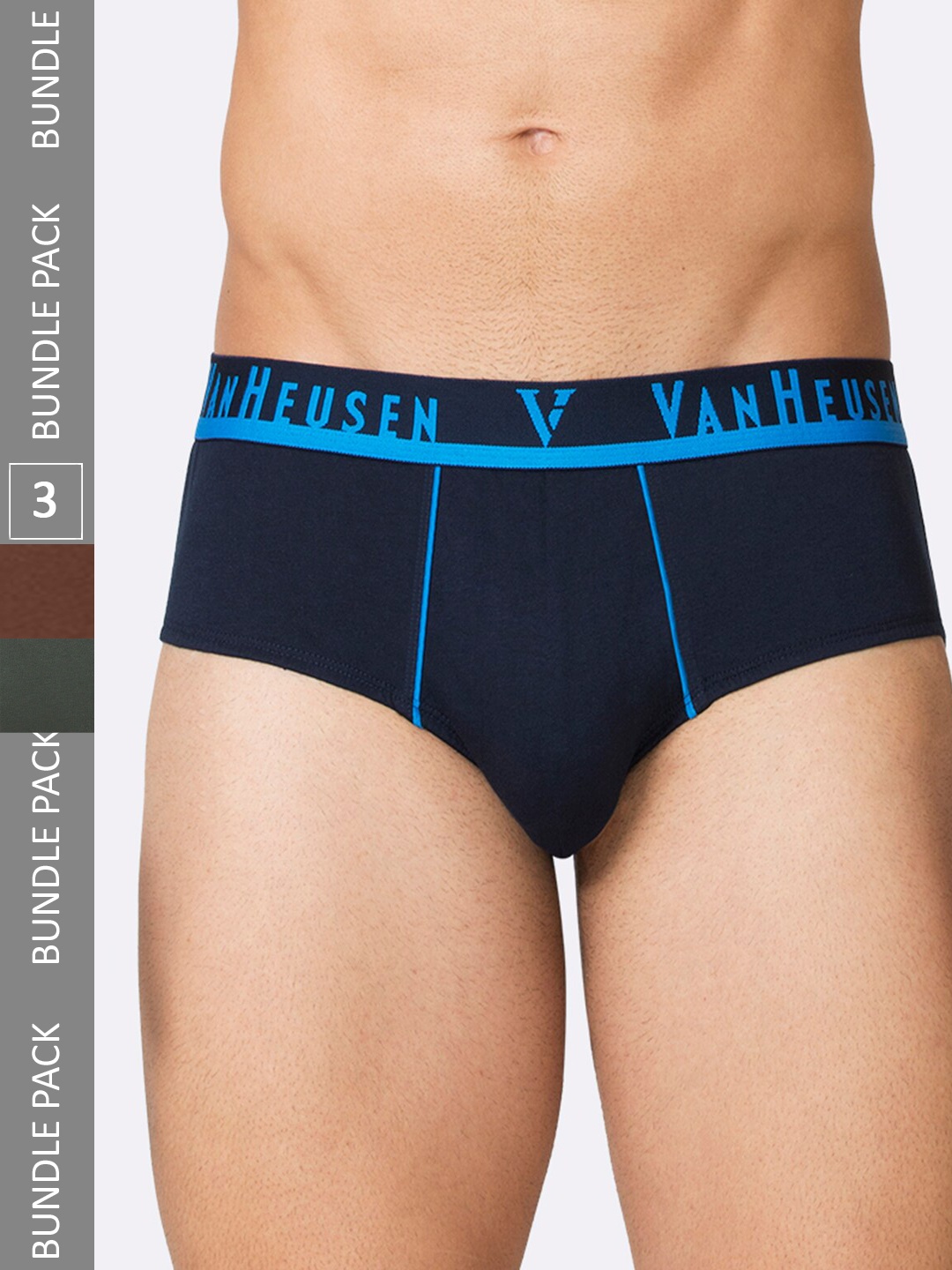 

Van Heusen Men Pack Of 3 Pure Cotton Basic Briefs, Navy blue