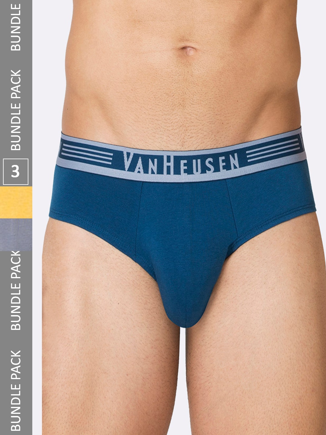 

Van Heusen Men Pack Of 3 Cotton Basic Briefs, Yellow
