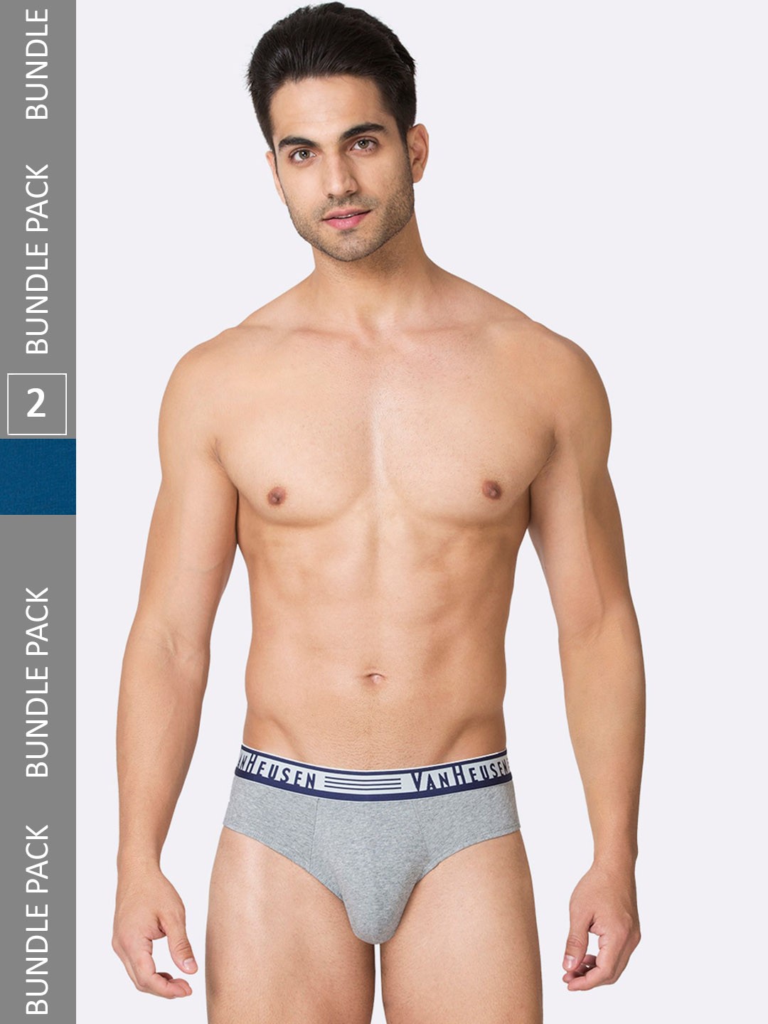 

Van Heusen Men Pack Of 2 Cotton Basic Briefs, Grey