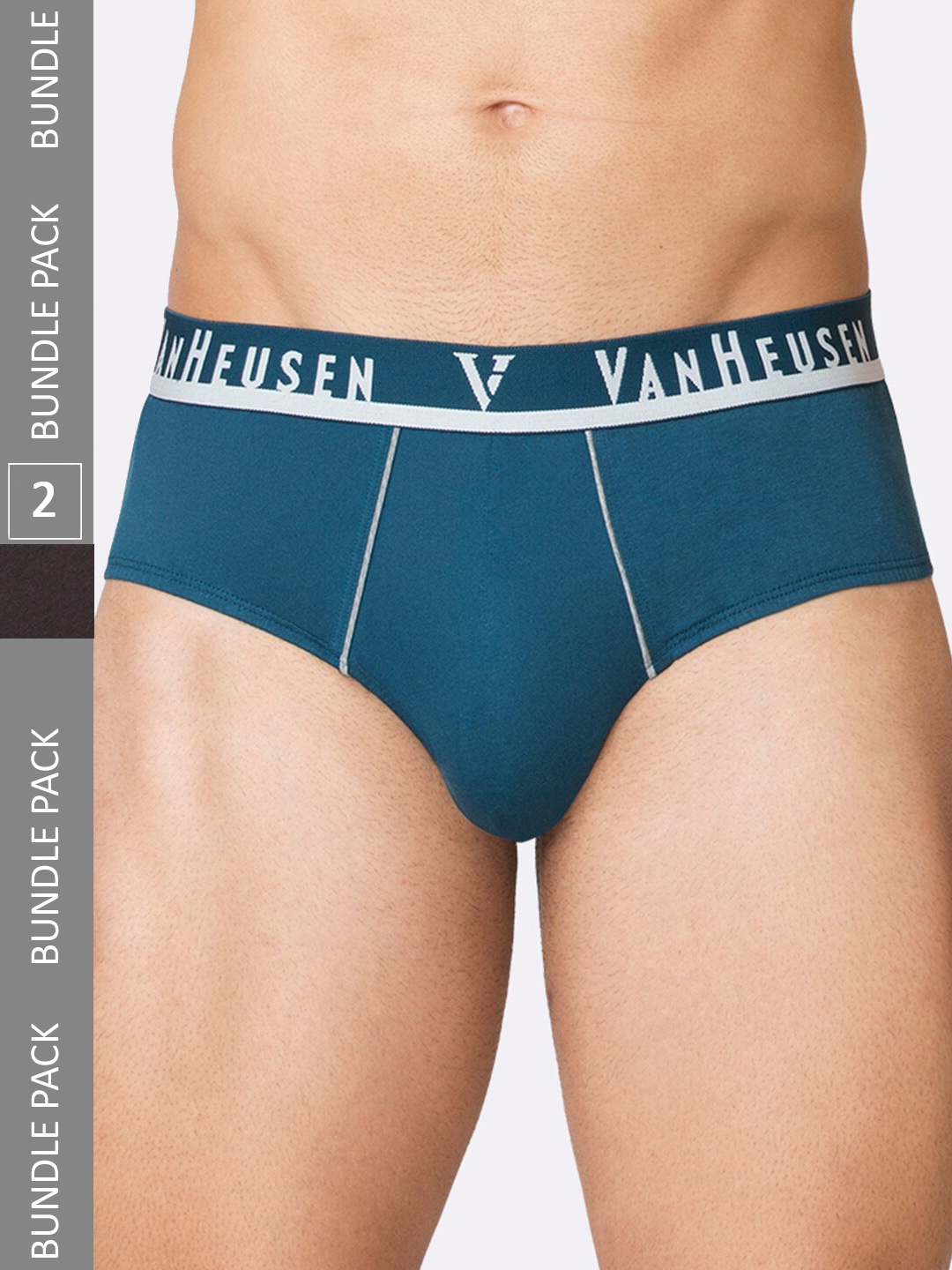 

Van Heusen Men Pack Of 2 Pure Cotton Basic Briefs, Brown