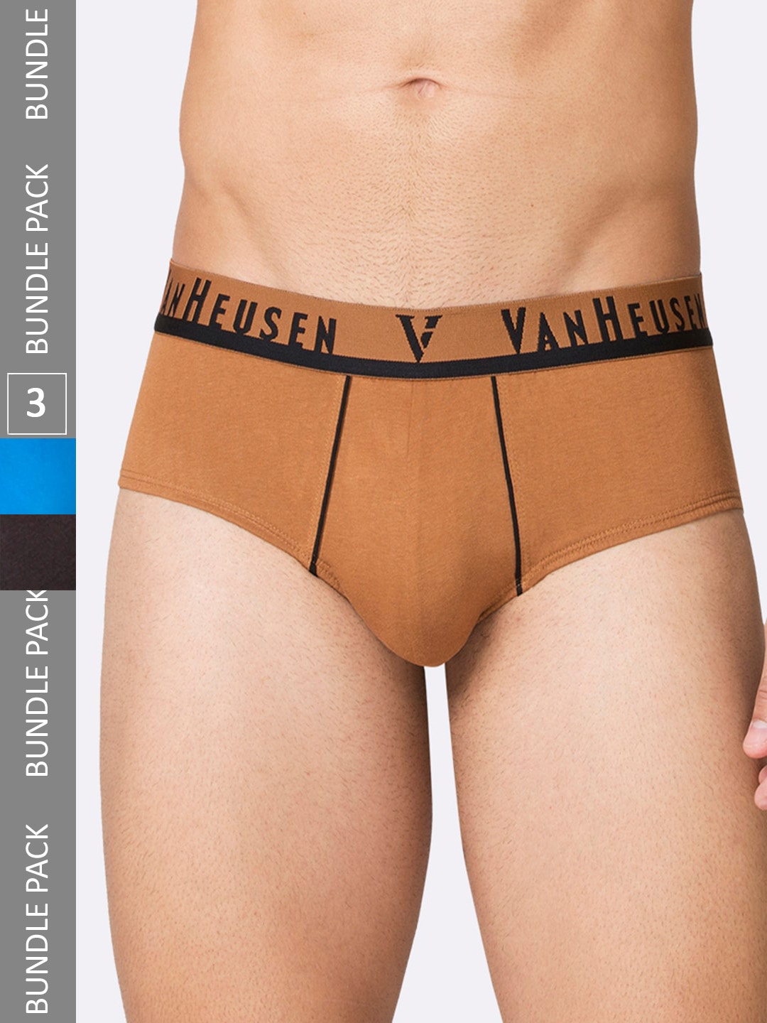 

Van Heusen Men Pack Of 3 Pure Cotton Basic Briefs IHBR3ESBMC15001, Mustard