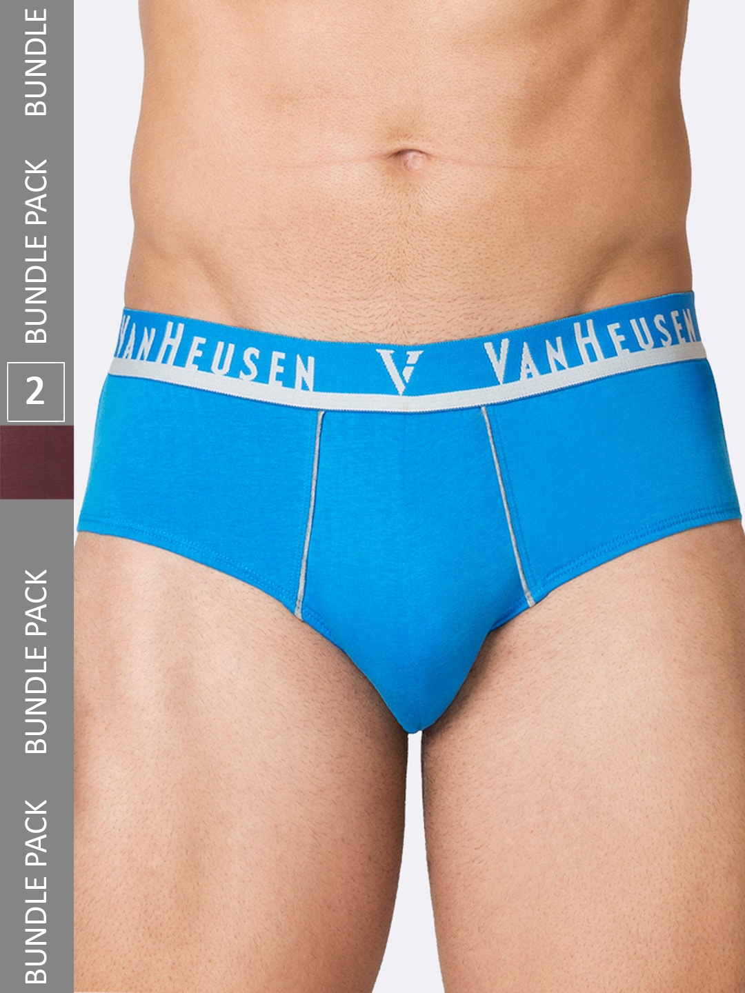 

Van Heusen Pack of 2 Contrast Piping Briefs IHBR2ESBW15001, Maroon