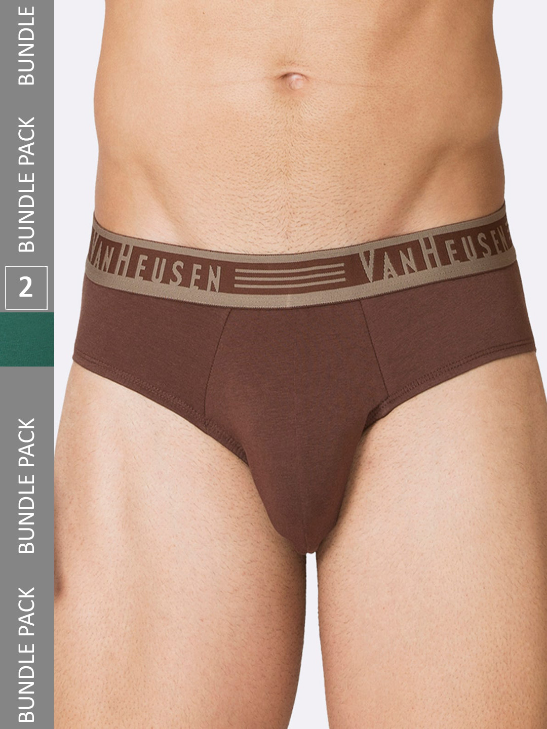 

Van Heusen Men Pack of 2 Solid Ultra Soft Body Defining Fit Briefs IHBR2ESME15002, Green