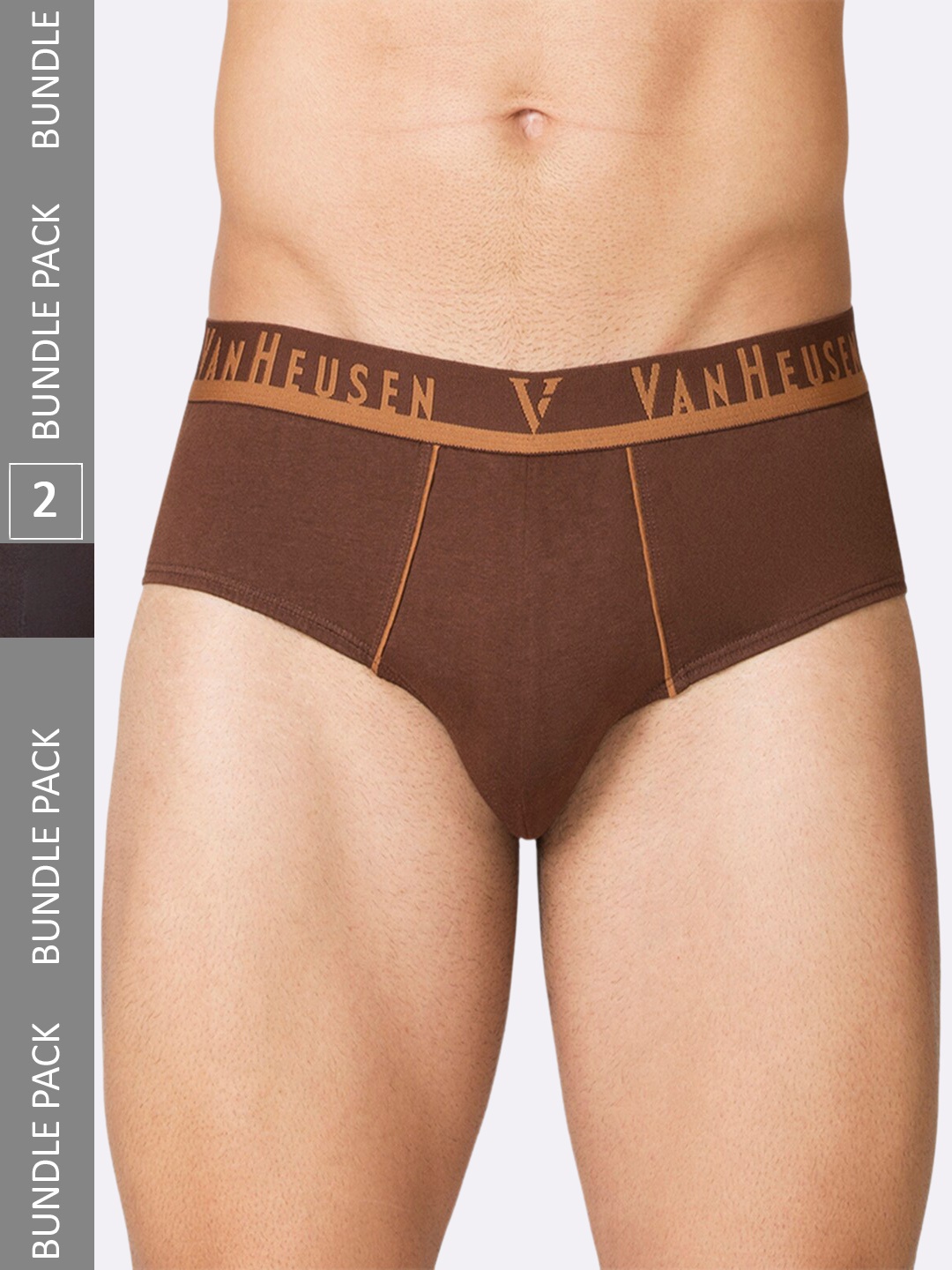 

Van Heusen Men Pack Of 2 Pure Cotton Basic Contrast Piping Briefs IHBR2ESCM15001, Brown