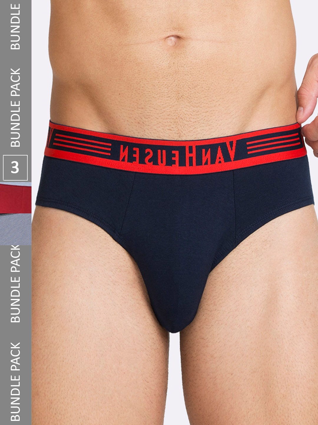 

Van Heusen Men Plus Size Pack Of 3 Mid-Rise Basic Briefs IHBR3ESDNS15002, Grey