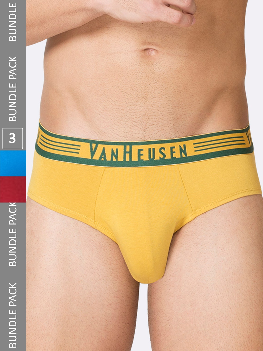 

Van Heusen Men Pack Of 3 Mid-Rise Basic Briefs IHBR3ESDBG15002, Red
