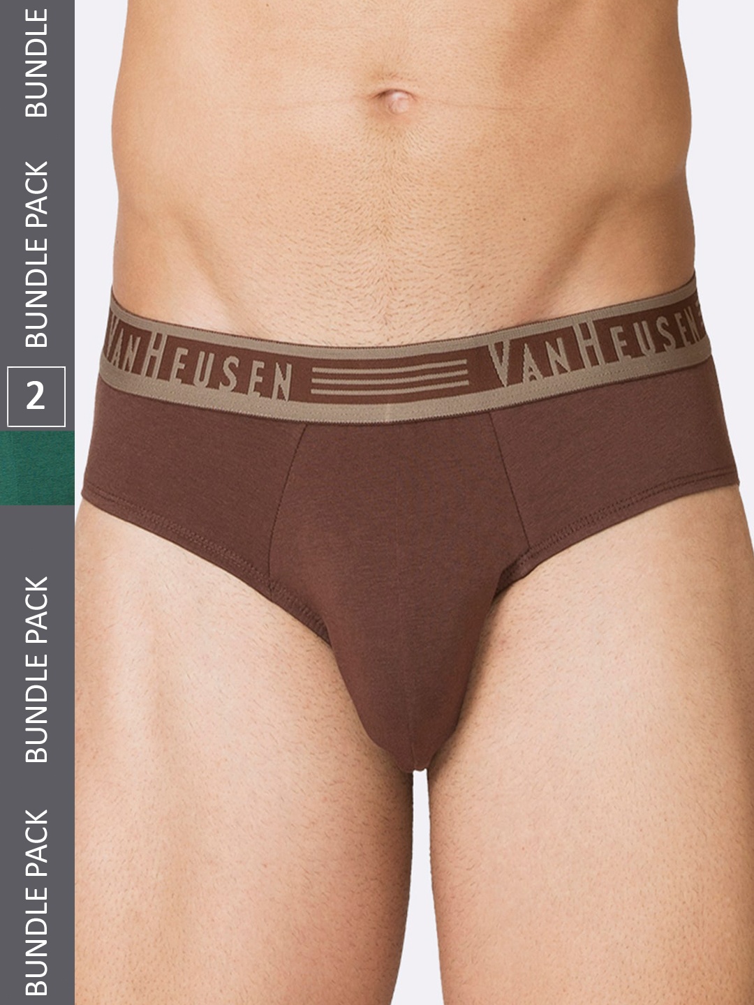 

Van Heusen Men Pack Of 2 Cotton Basic Briefs IHBR2ESME15002, Brown