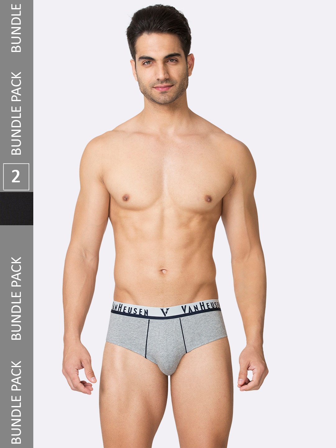 

Van Heusen Men Plus Size Pack Of 2 Cotton Basic Briefs, Black