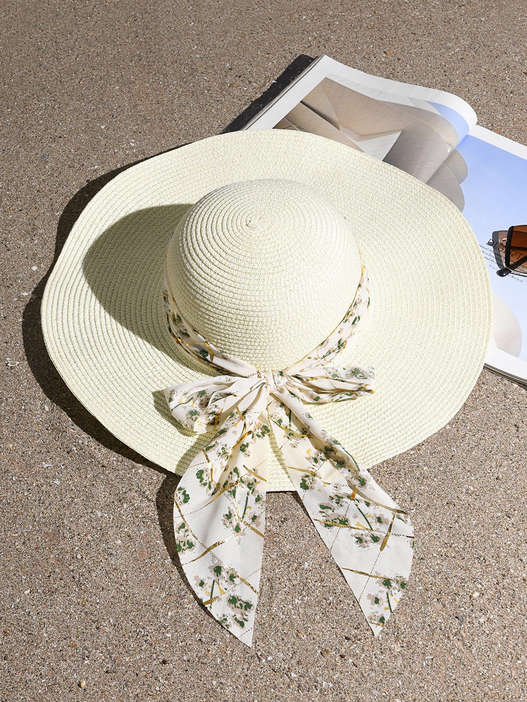 

ToniQ Women Woven & Scarf Summer Beach Hats, White