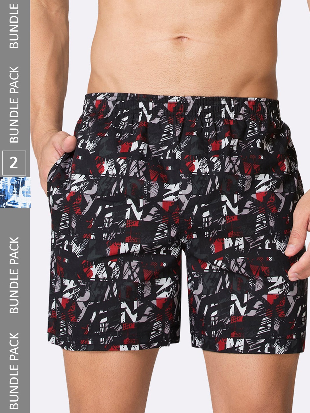 

Van Heusen Men Pack of 2 Print Functional Pockets Ultra Soft Boxer Shorts-IHBX2ESBX315111, Blue
