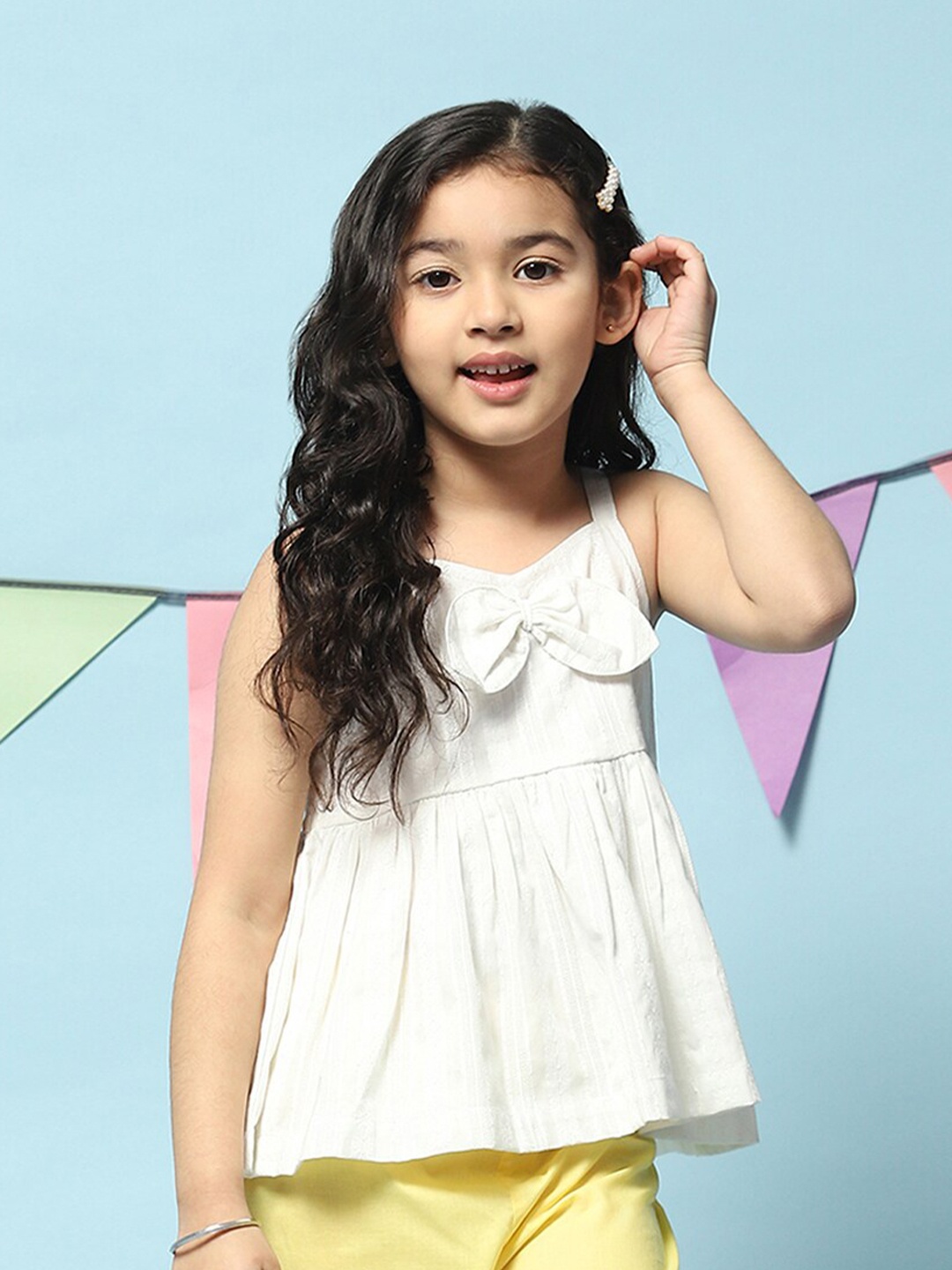 

Biba Girls A-line Bow Detail Seeveless Top, White