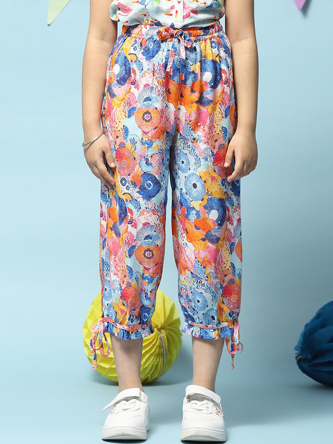 

Biba Girls Floral Printed Joggers, Blue