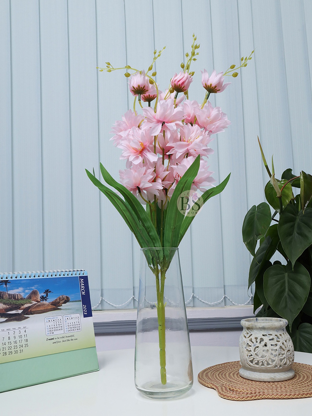 

BS AMOR Pink & Green Artificial Flower Bunch