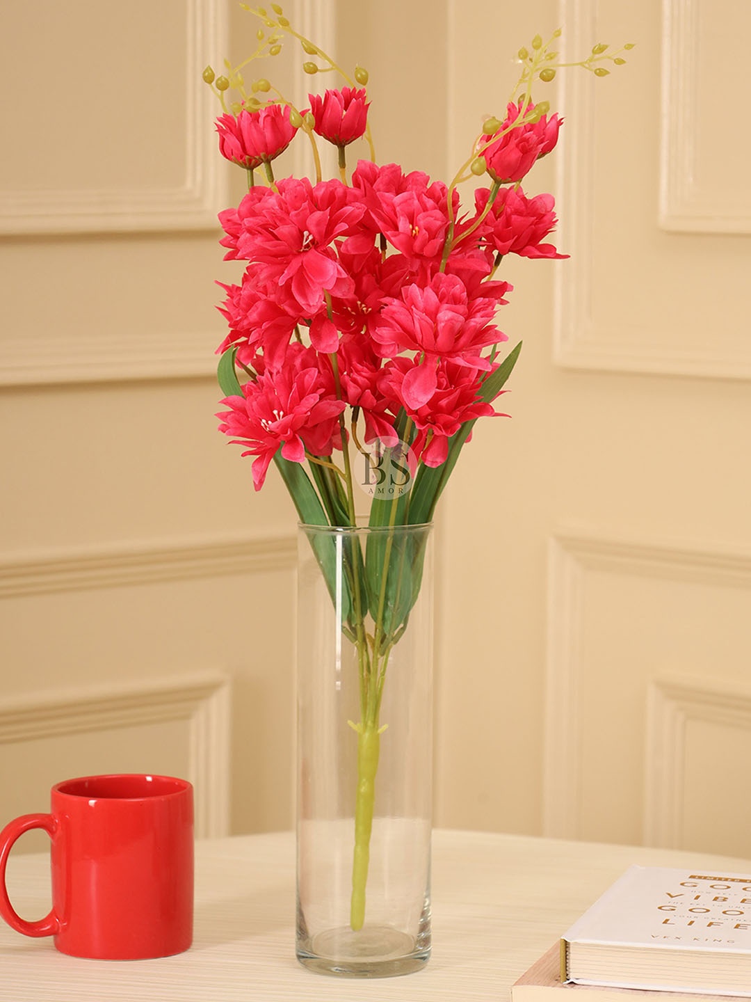 

BS AMOR Red & Green Artificial Faux Flower