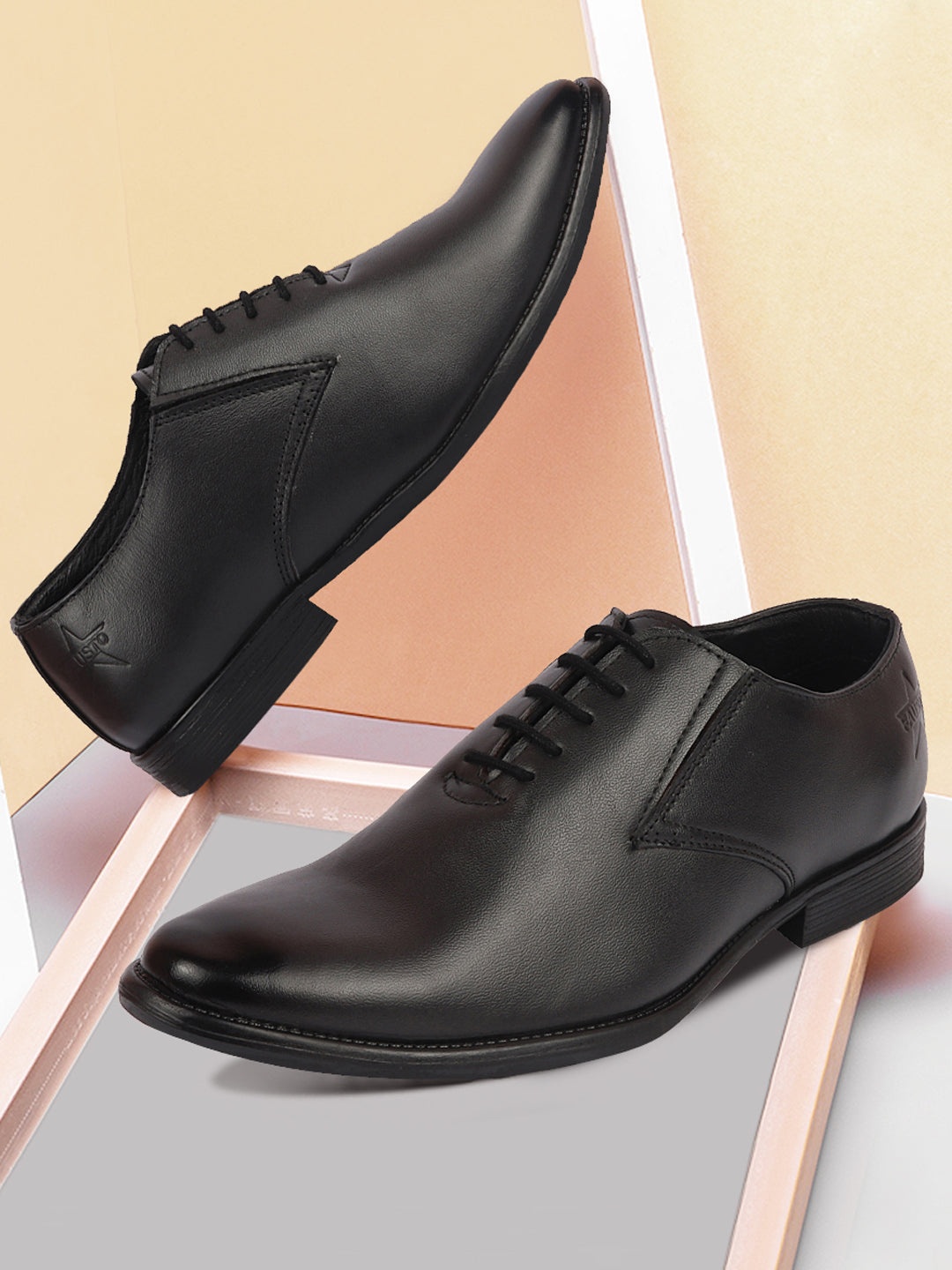 

FAUSTO Men Leather Formal Oxfords, Black