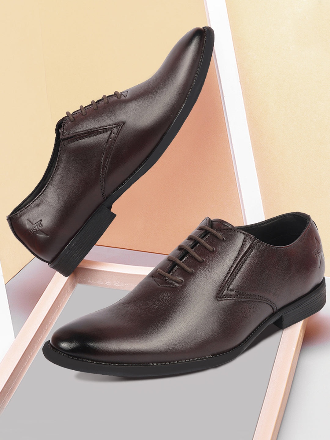 

FAUSTO Men Genuine Leather Formal Oxfords, Brown
