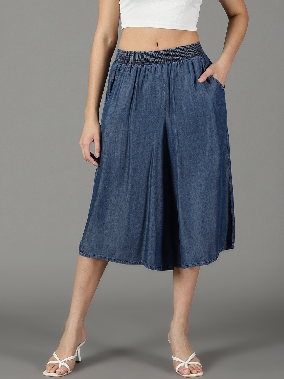 

SHOWOFF Women Relaxed High-Rise Culottes Trousers, Navy blue