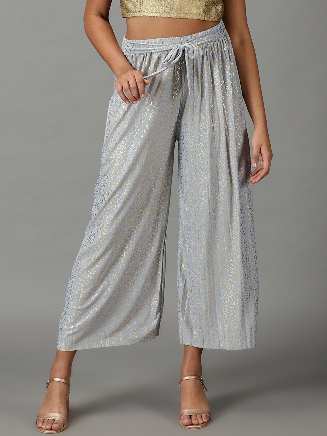 

SHOWOFF Women Printed Straight Fit Parallel Trouser, Grey