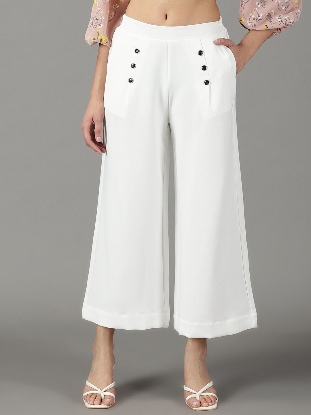 

SHOWOFF Relaxed Straight Fit High-Rise Trousers, White