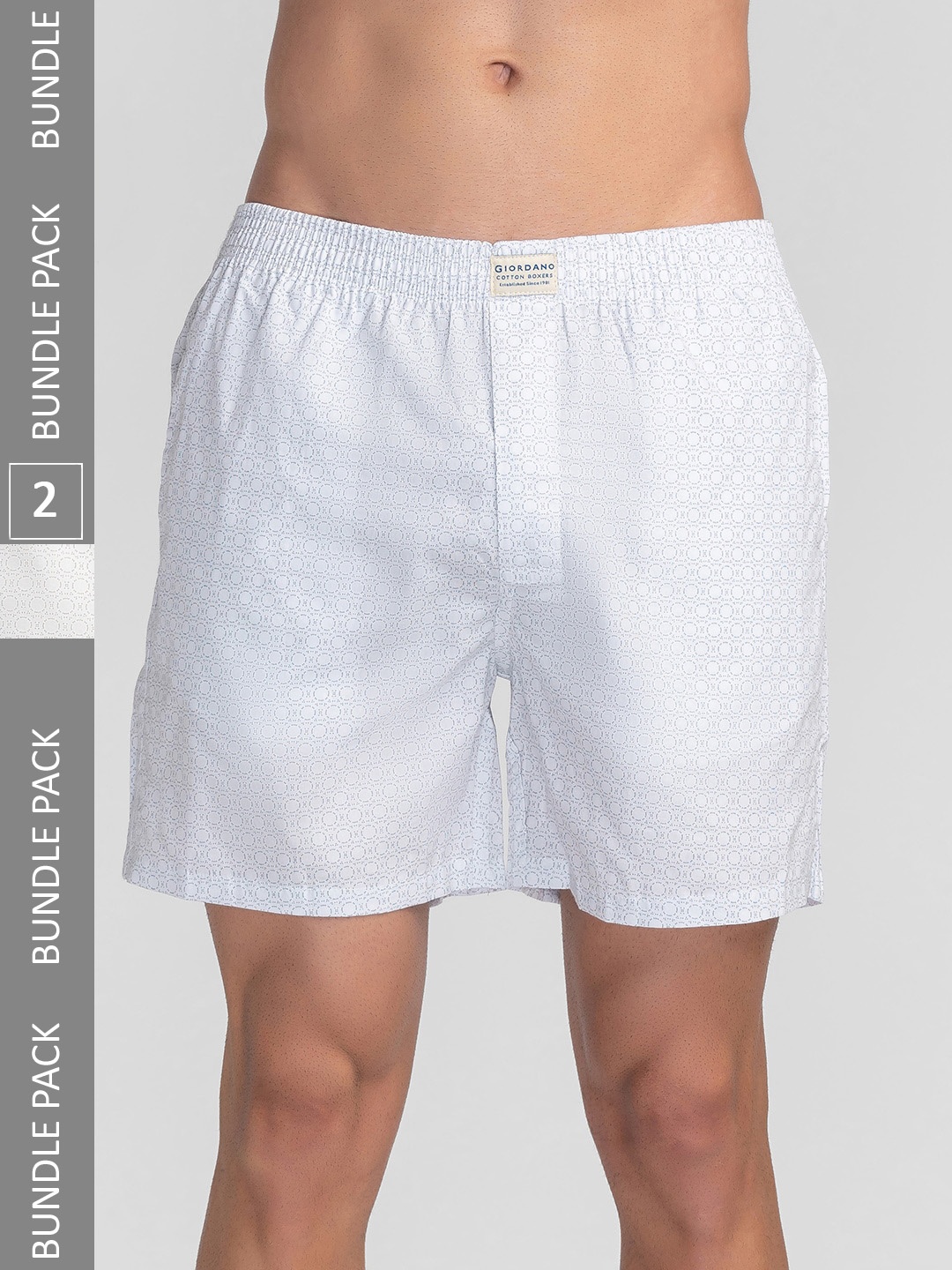 

GIORDANO Men Pack of 2 Cotton Boxers GMBOX345678, White