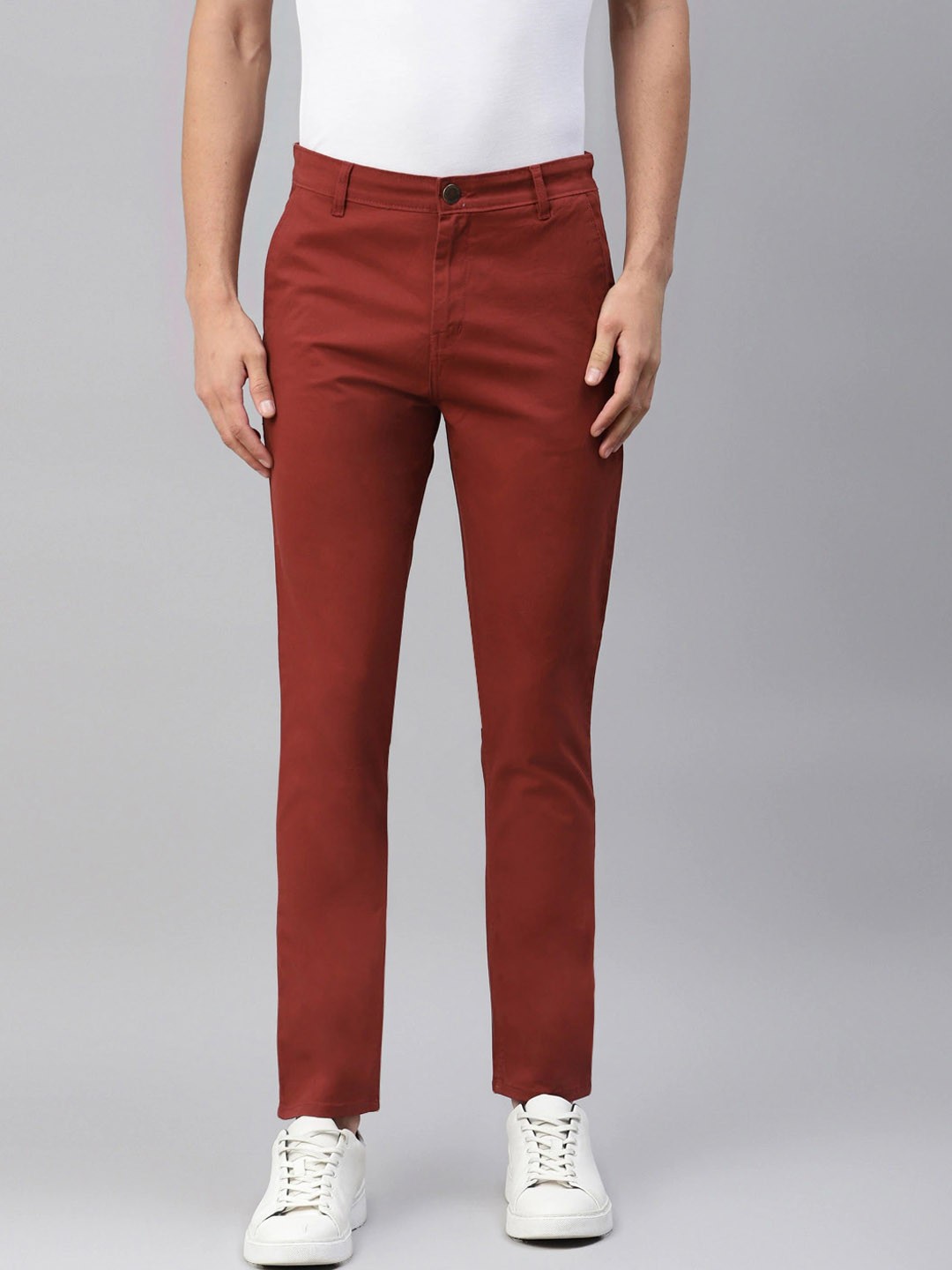 

Hubberholme Men Smart Slim Fit Chinos Trousers, Rust