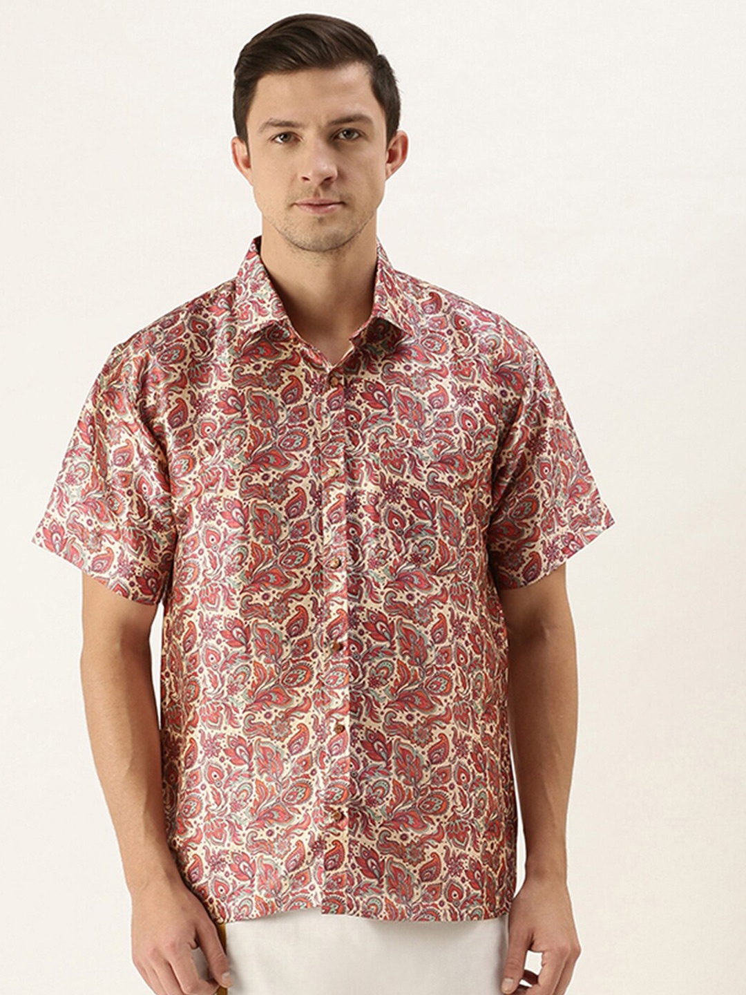 

VASTRAMAY Men Floral Printed Casual Shirt, Pink