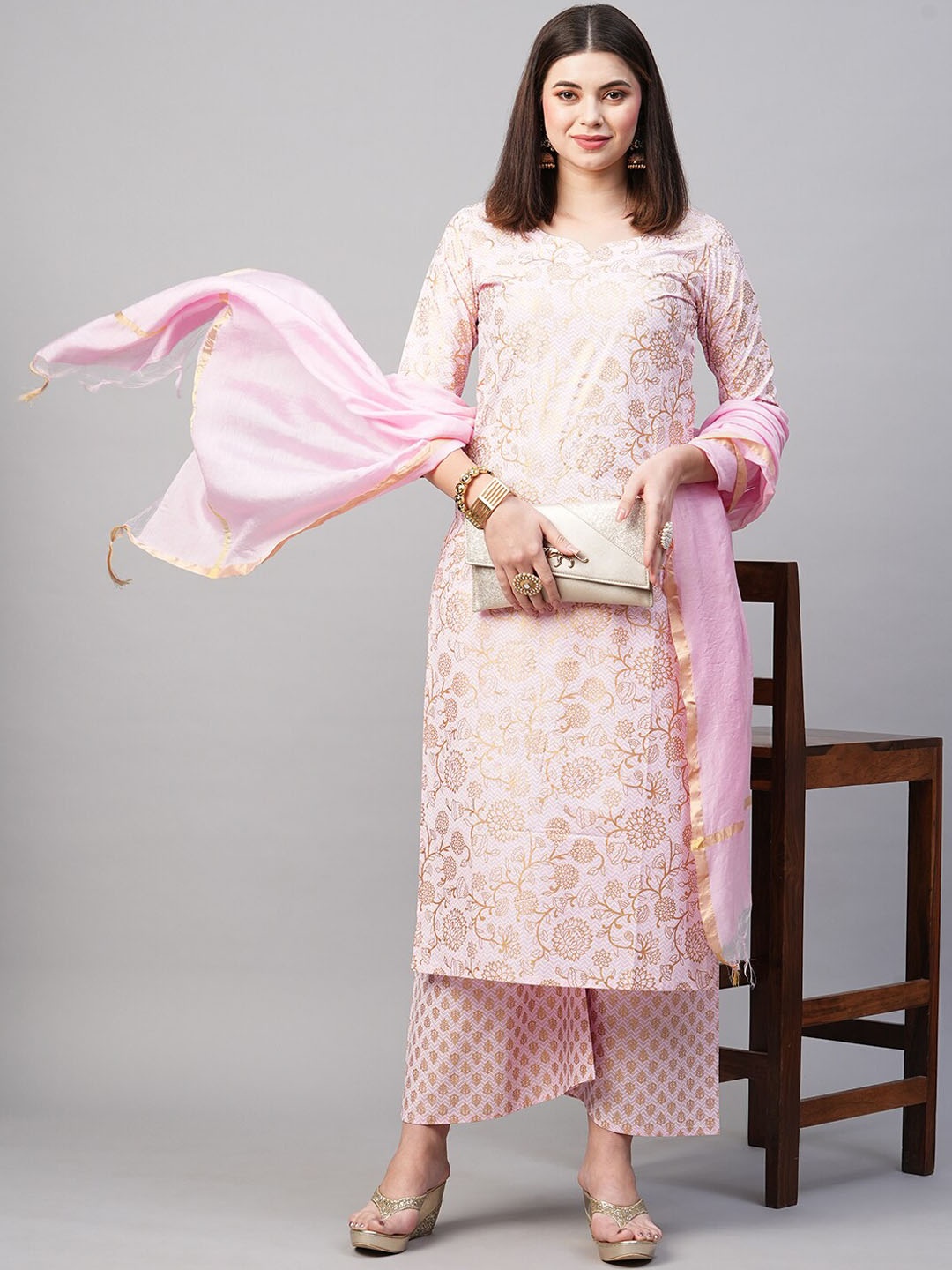 

KALINI Women Floral Printed Kurta with Palazzos & With Dupatta, Pink