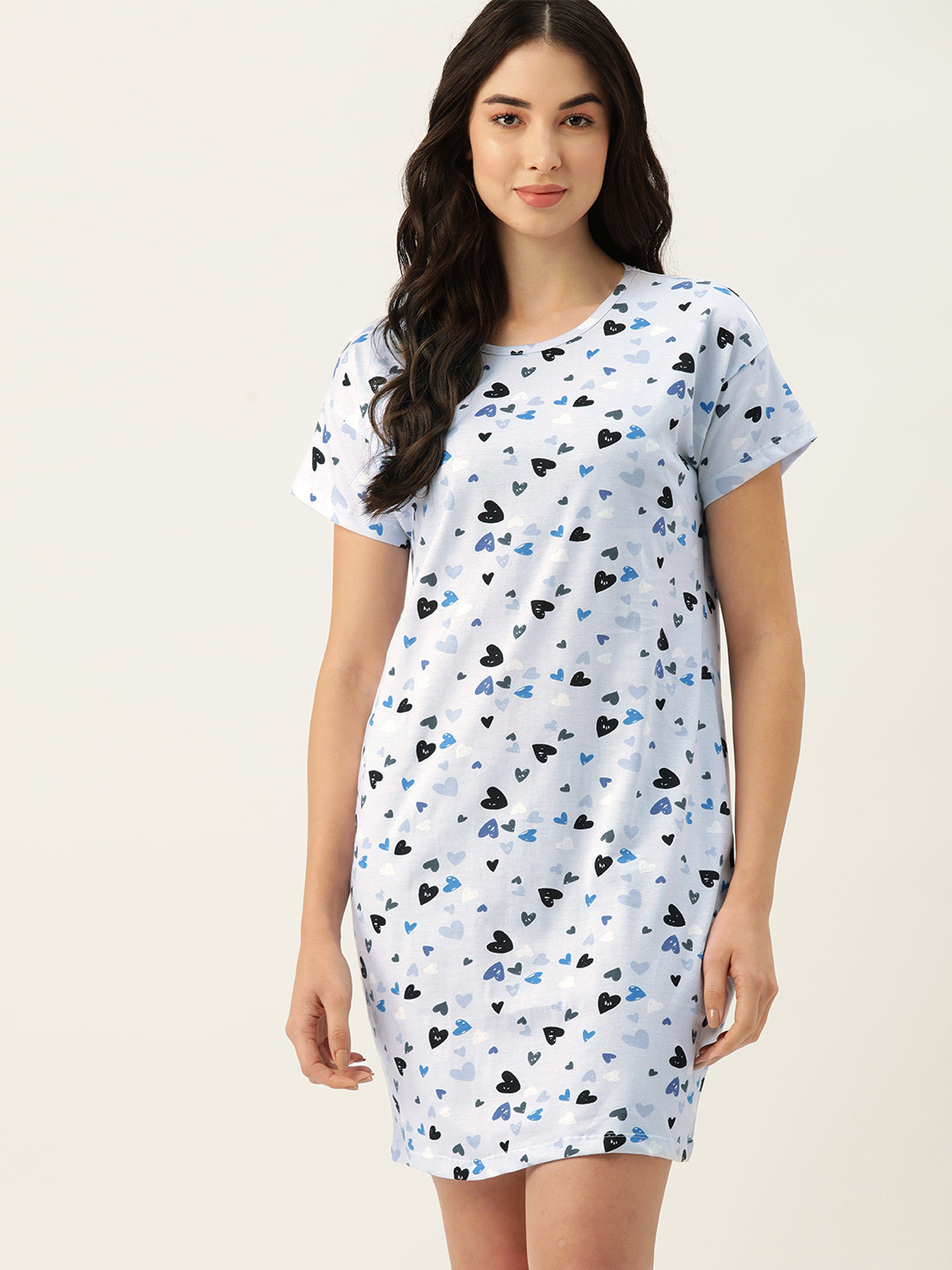 

ETC Pure Cotton Printed Nightdress, Blue