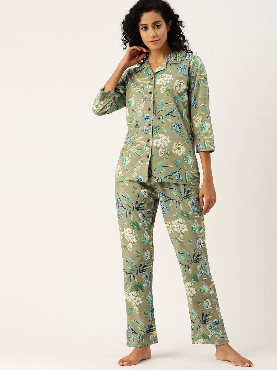 

ETC Women Printed Pyjama Set, Green