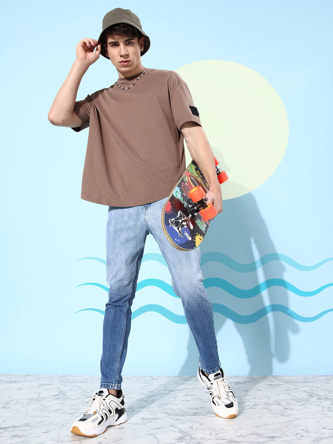 

Mast & Harbour Men Light Blue Slim Fit Heavy Fade Stretchable Jeans