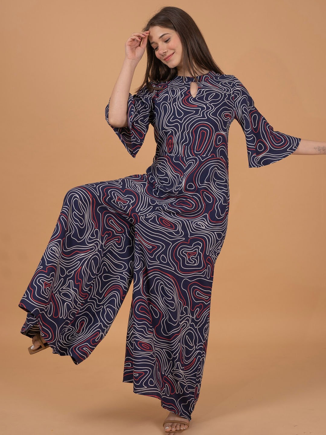 

PURSHOTTAM WALA Printed Basic Jumpsuit, Blue