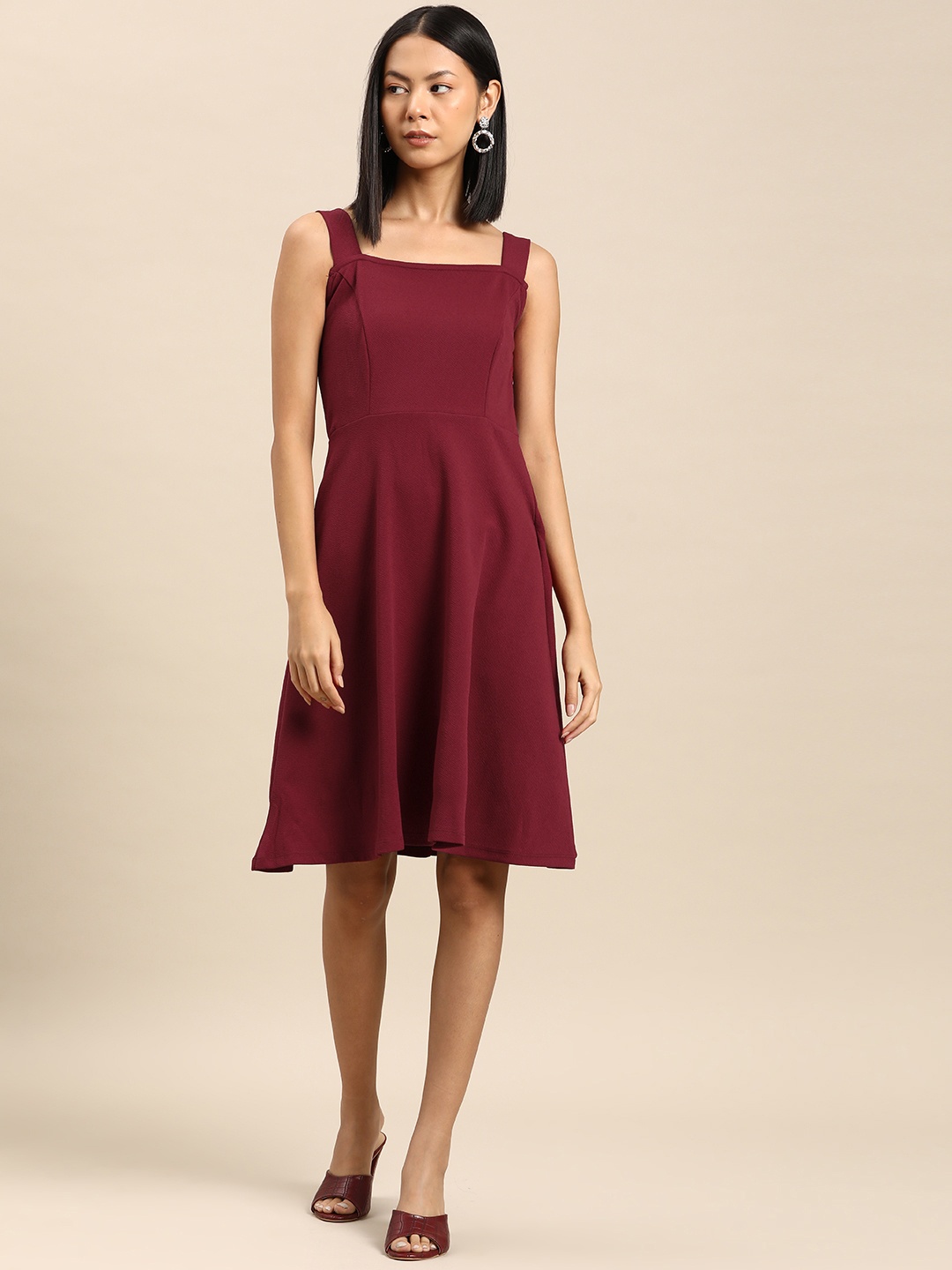 

all about you Fit & Flare Dress, Maroon