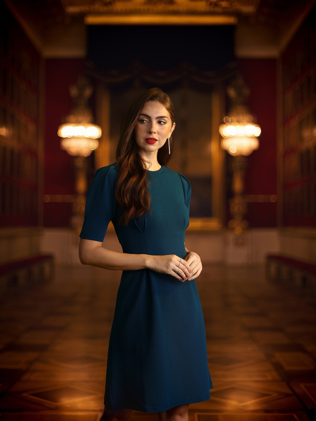 

all about you Puff Sleeves A-Line Dress, Teal