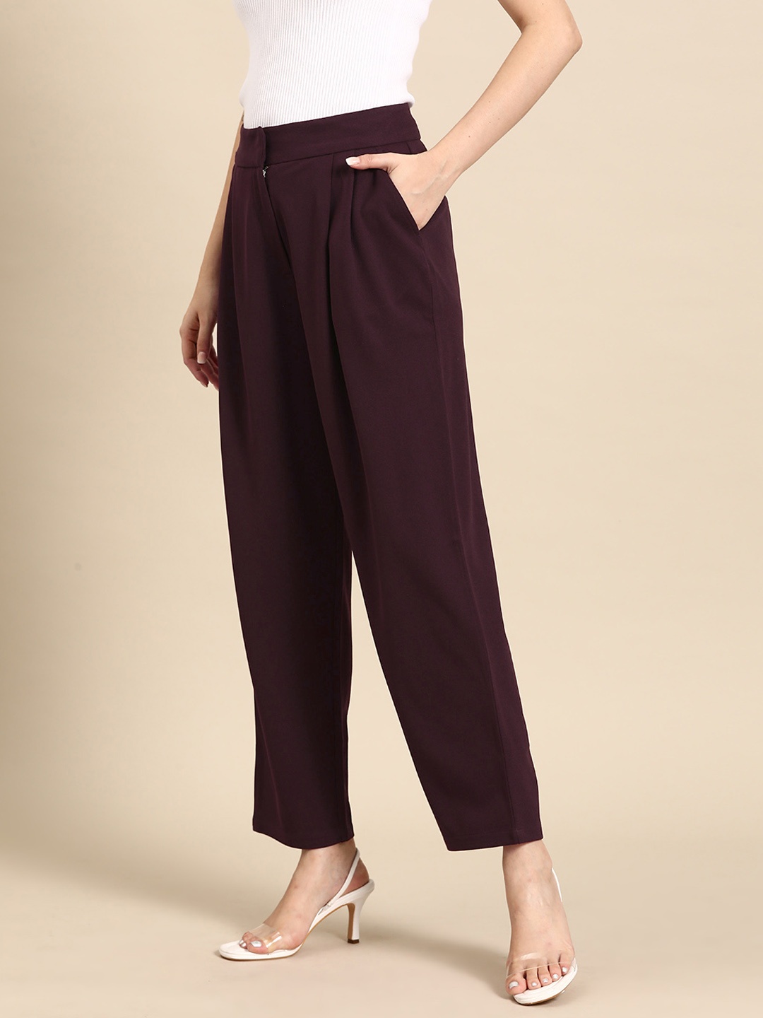 

all about you Women Pleated Trousers, Burgundy