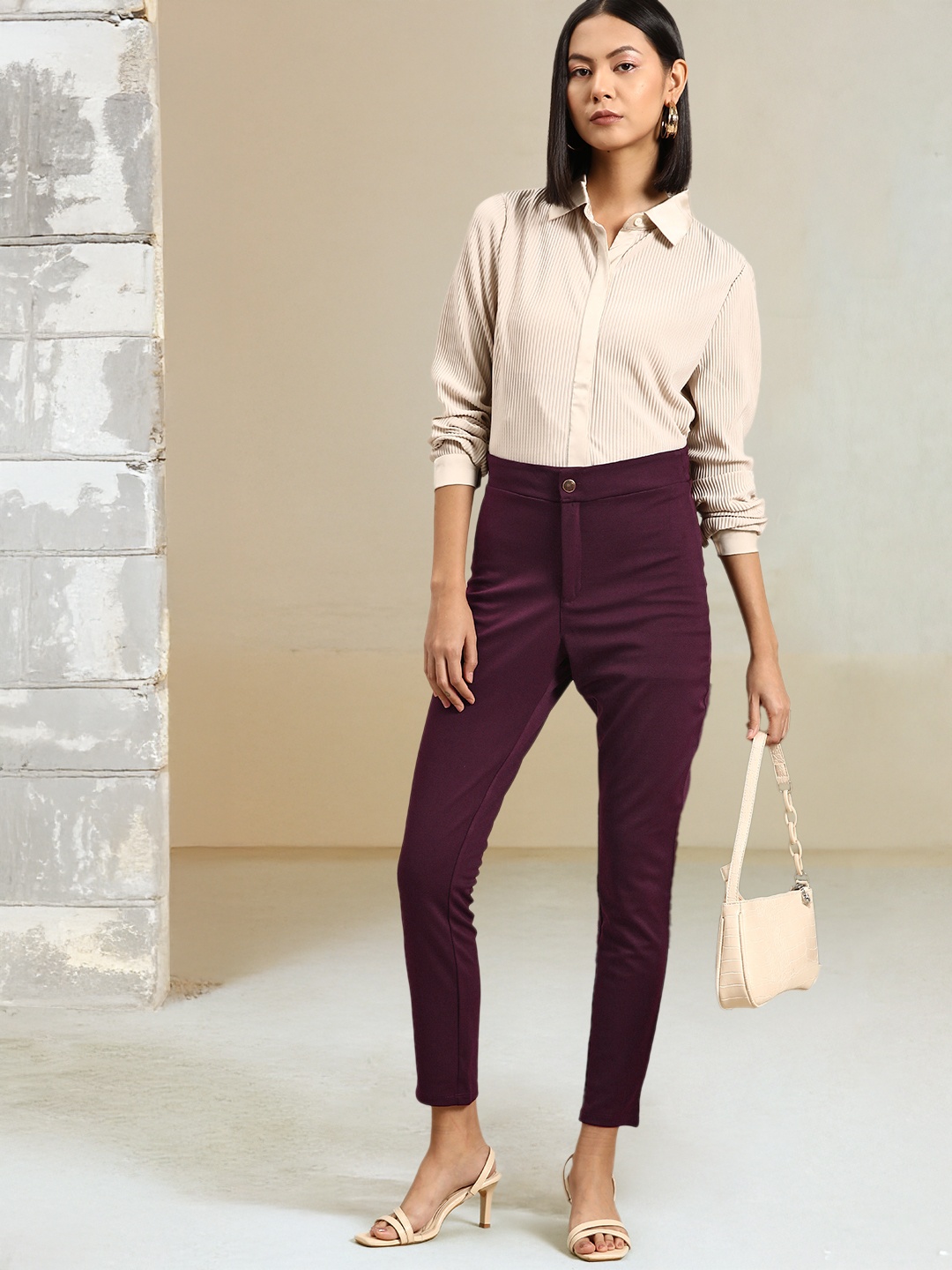 

all about you Women High-Rise Trousers, Burgundy