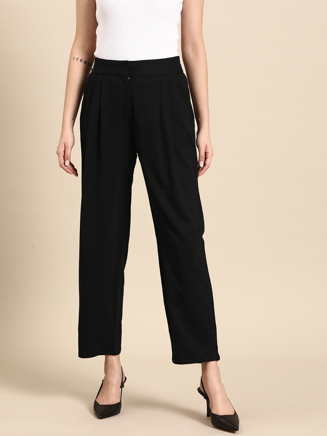 

all about you Women Pleated Trousers, Black