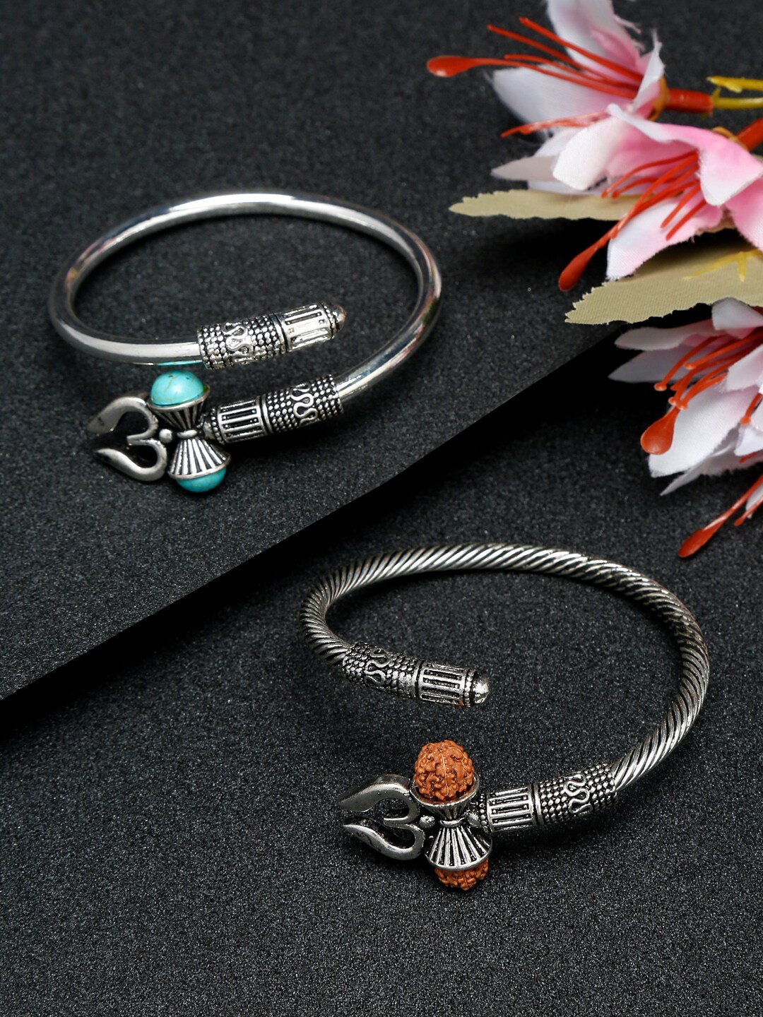 

YouBella Women Pack of 2 Silver-Plated Kada Bracelets