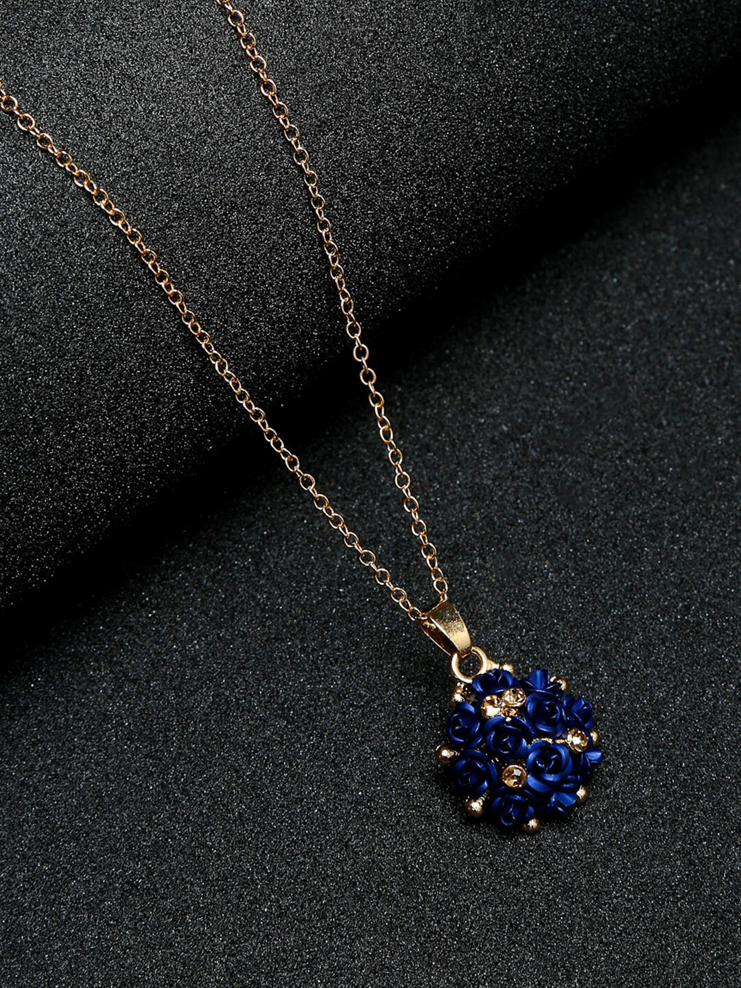 

YouBella Gold-Plated Stone Studded Pendant Chain, Blue