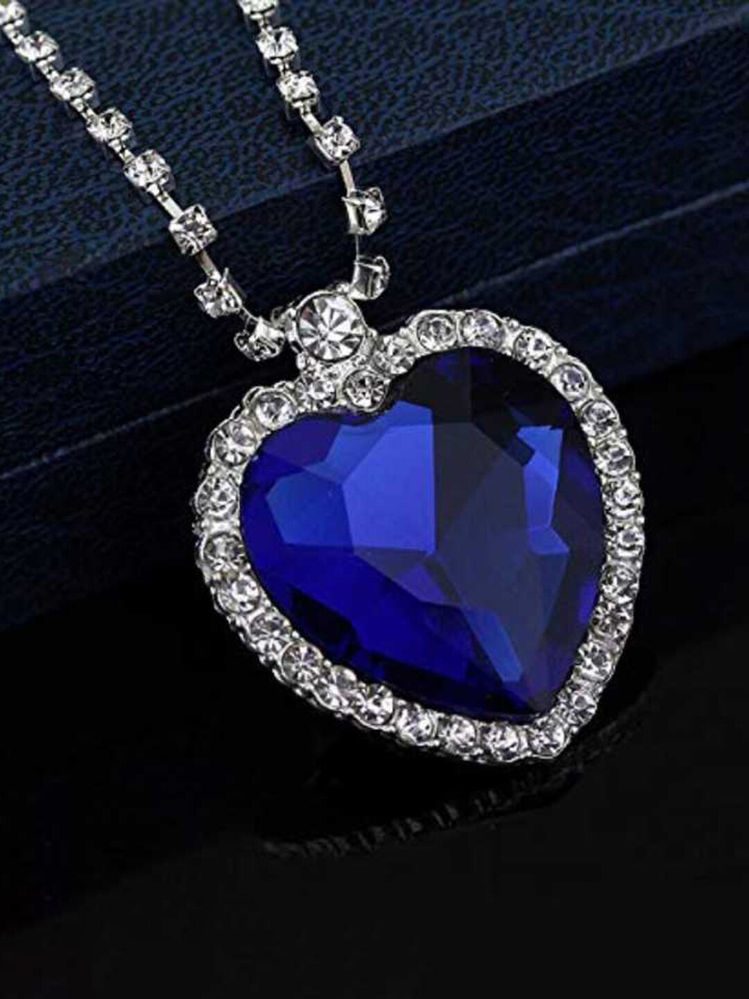 

YouBella Silver-Plated Heart Shape Pendant Chain, Blue