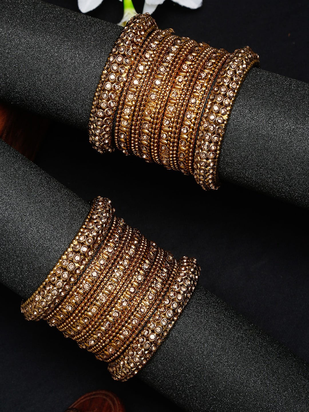 

YouBella Set Of 12 Gold-Plated & Stone-Studded Bangles