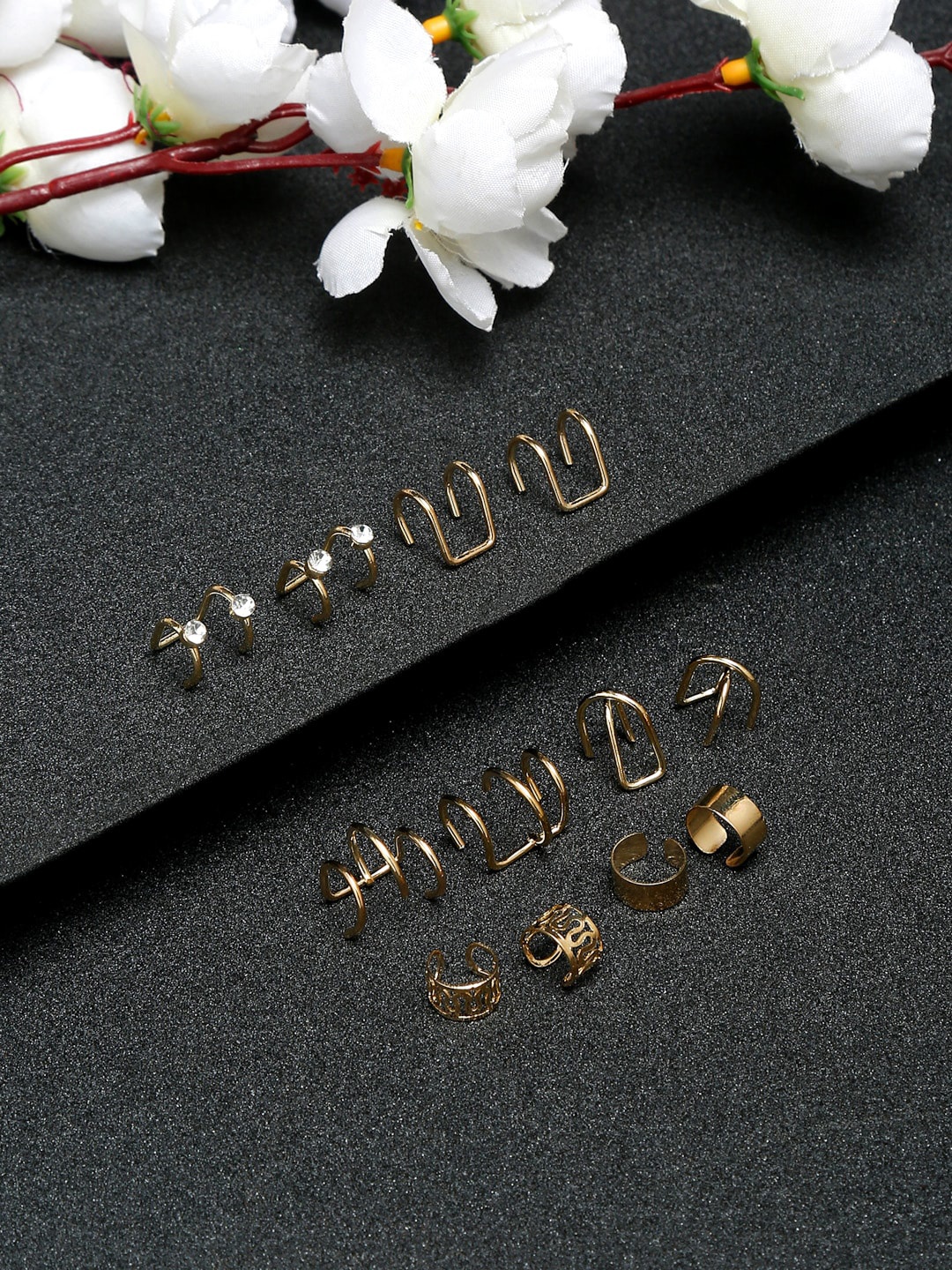 

YouBella Set Of 12 Gold-Plated Contemporary Studs Earrings