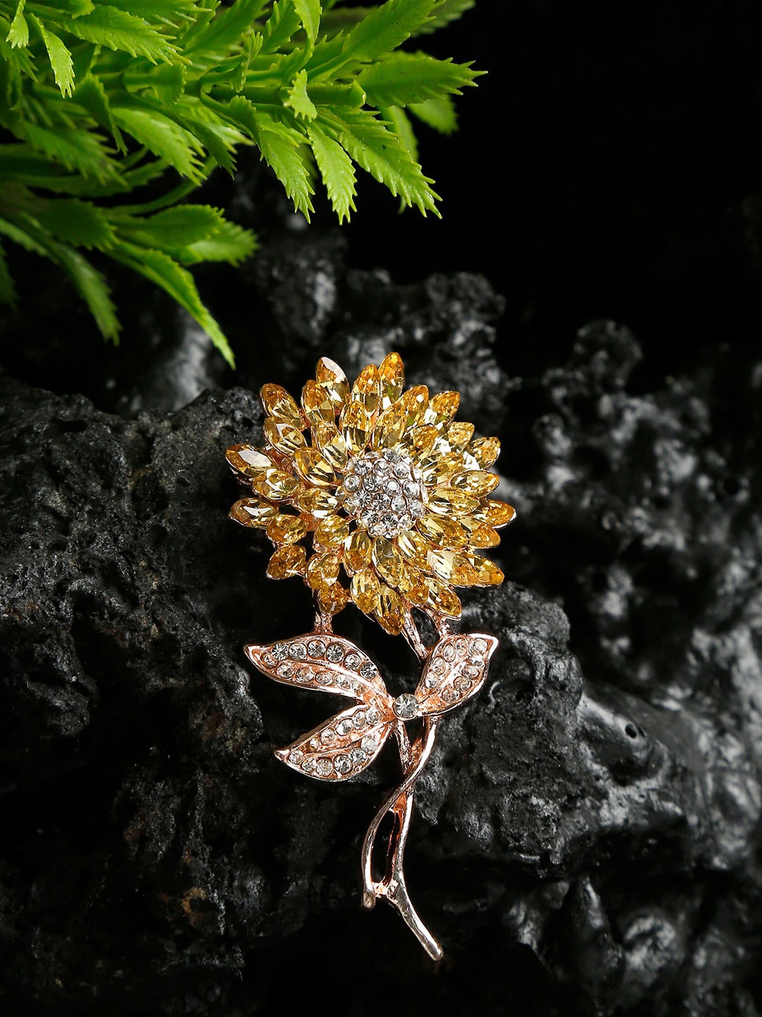 

YouBella Women Gold-Plated Floral Shaped Brooch, Yellow