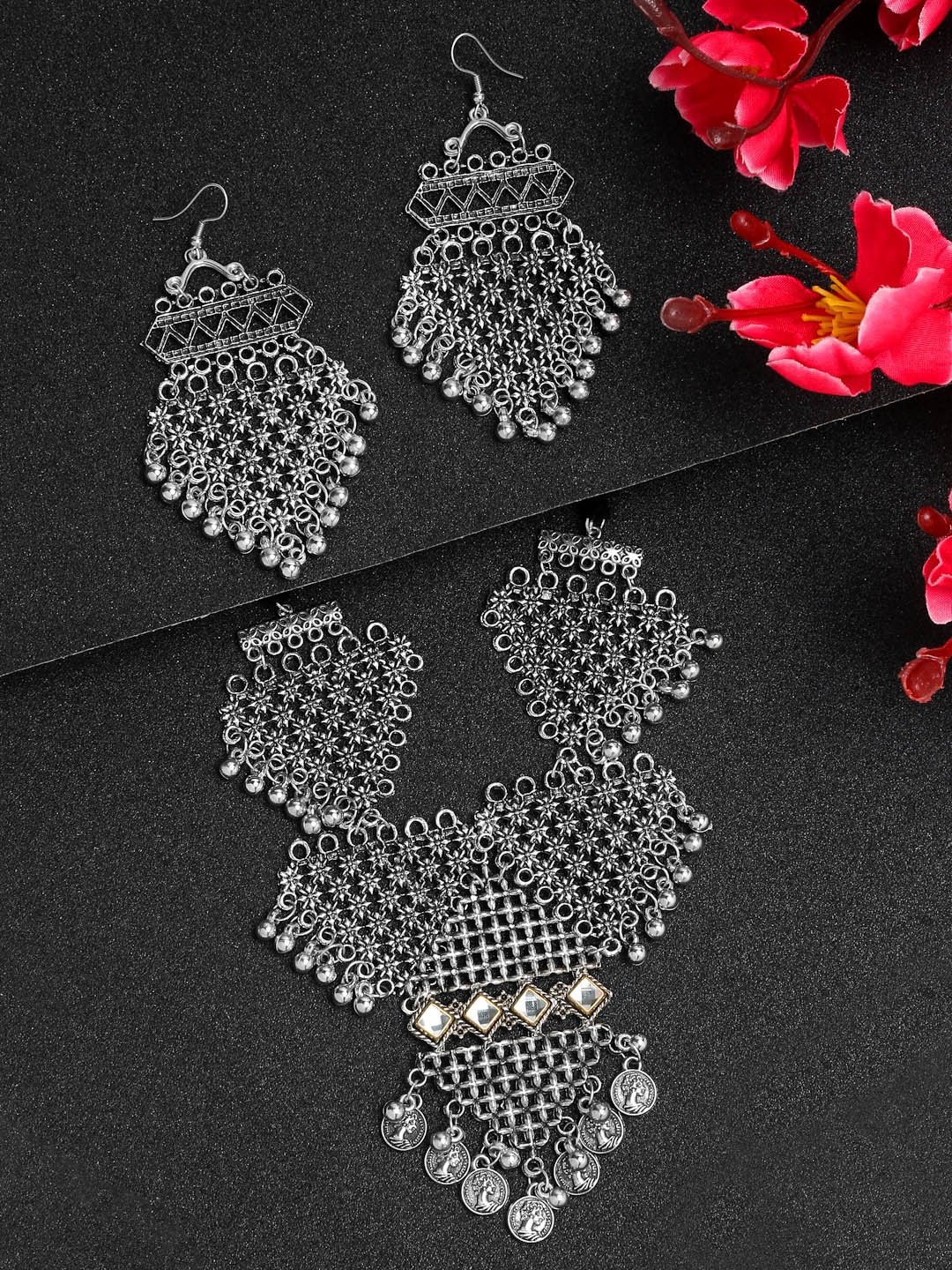 

YouBella Silver-Plated Oxidised Jewellery Set