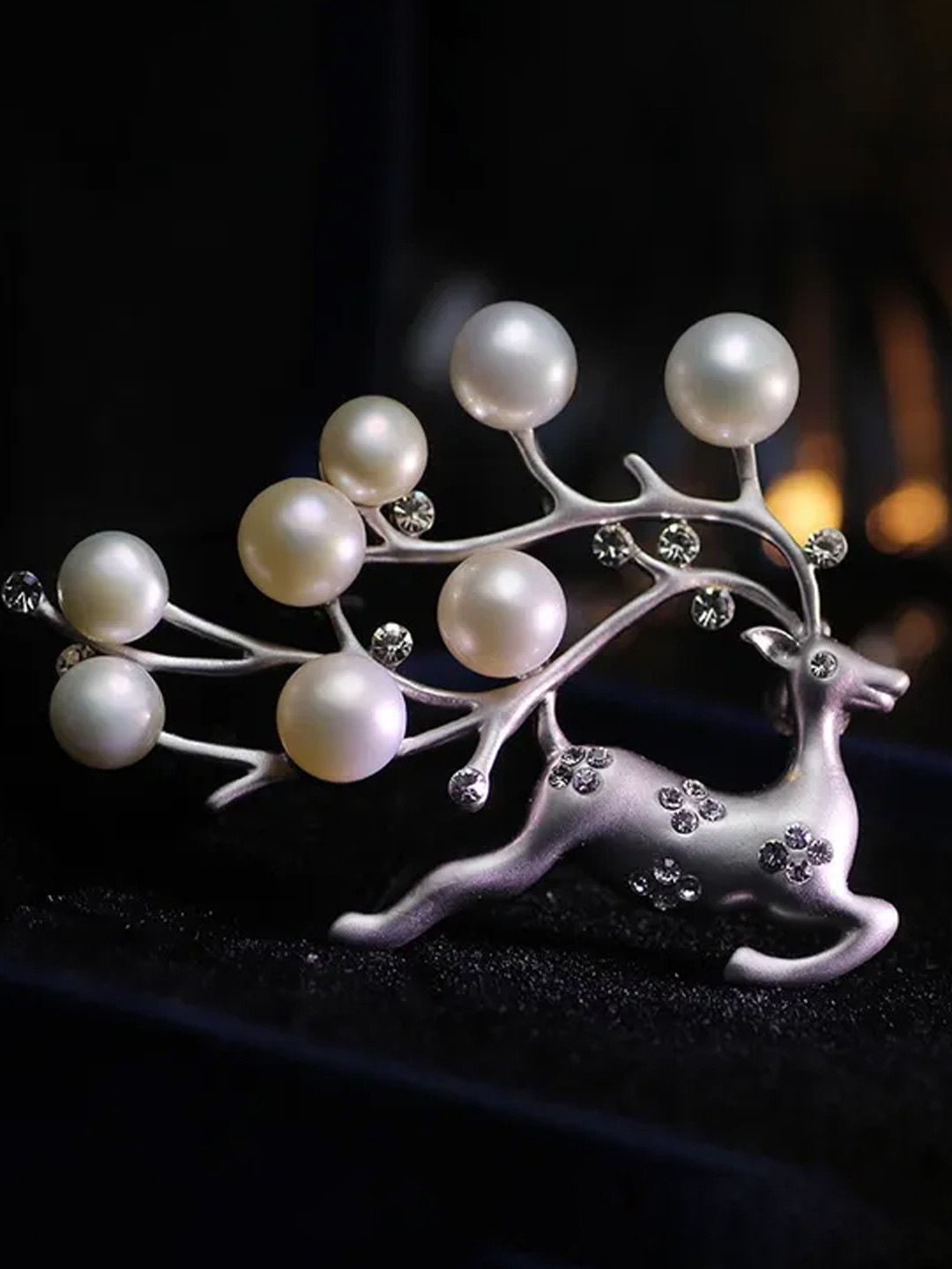 

YouBella Women Silver-Plated Deer Shape Brooch