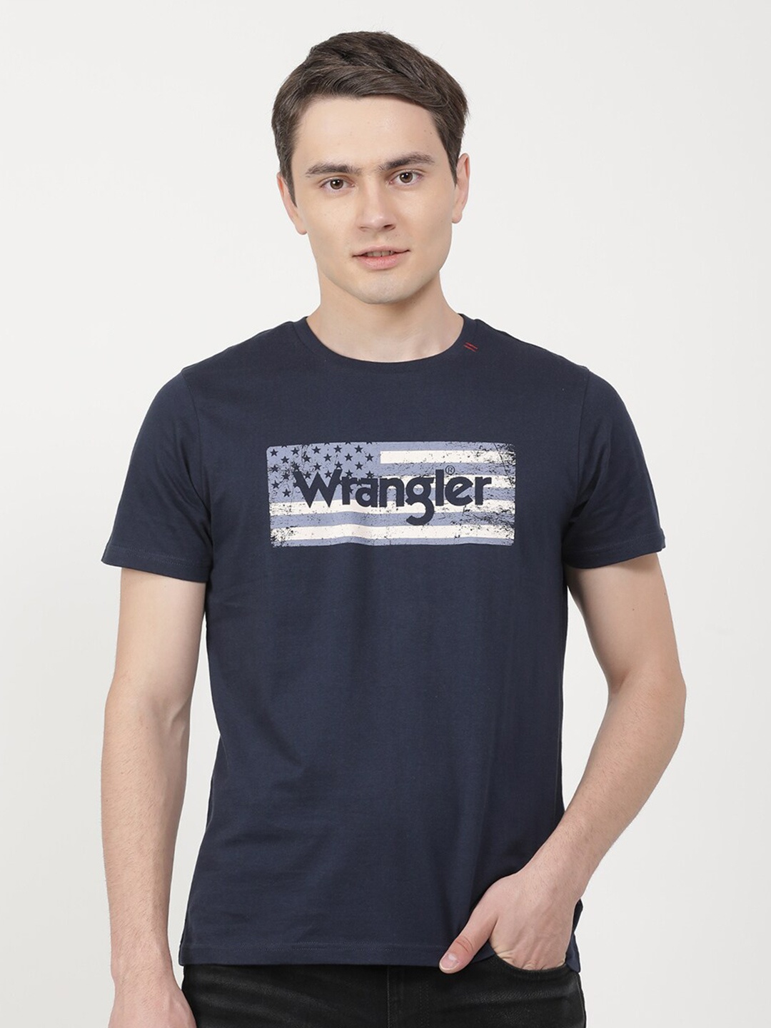

Wrangler Men Typography Printed Cotton T-shirt, Blue