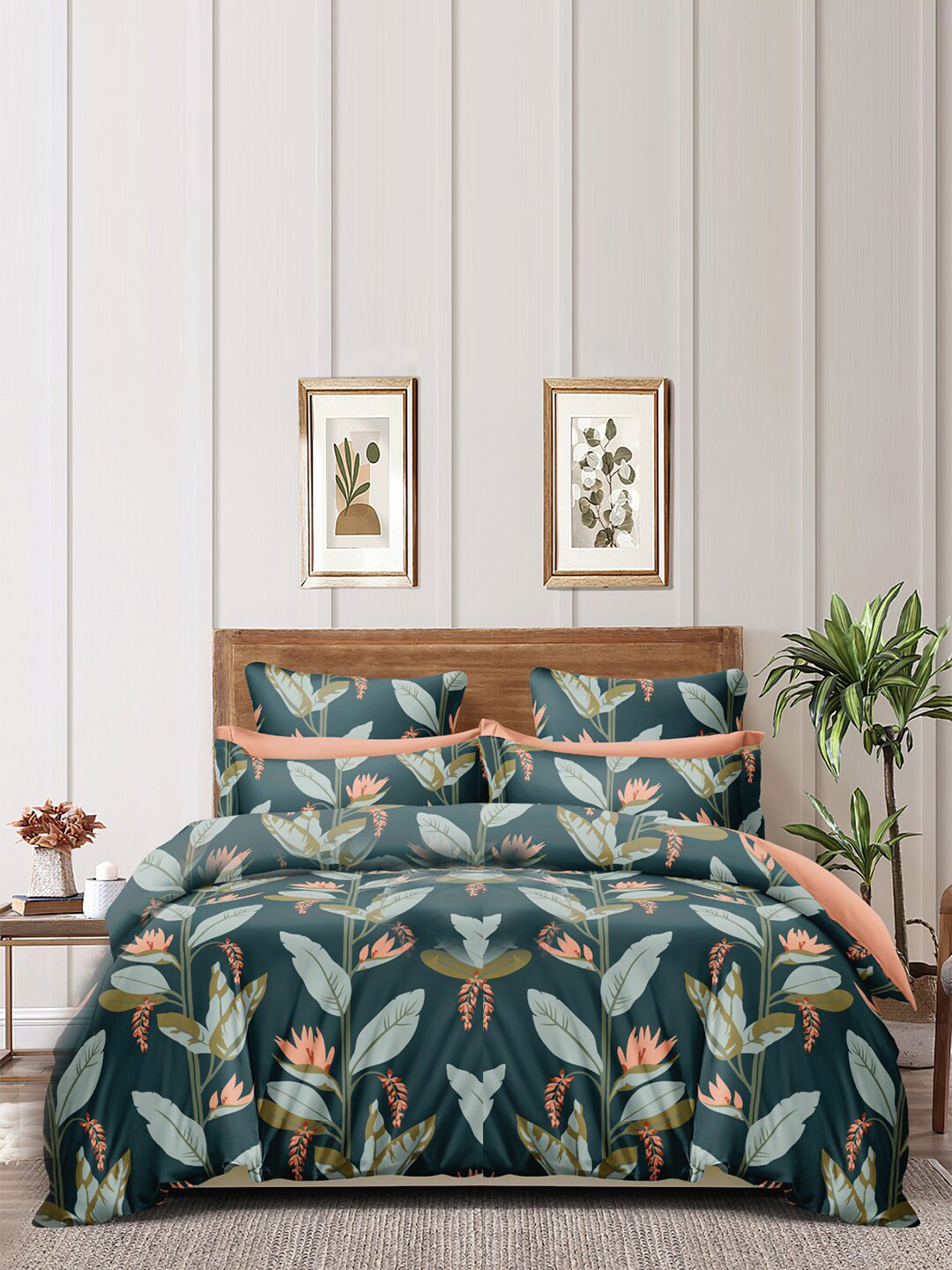 

homewards Teal Green Floral Microfiber AC Room 150 GSM Double Bed Comforter