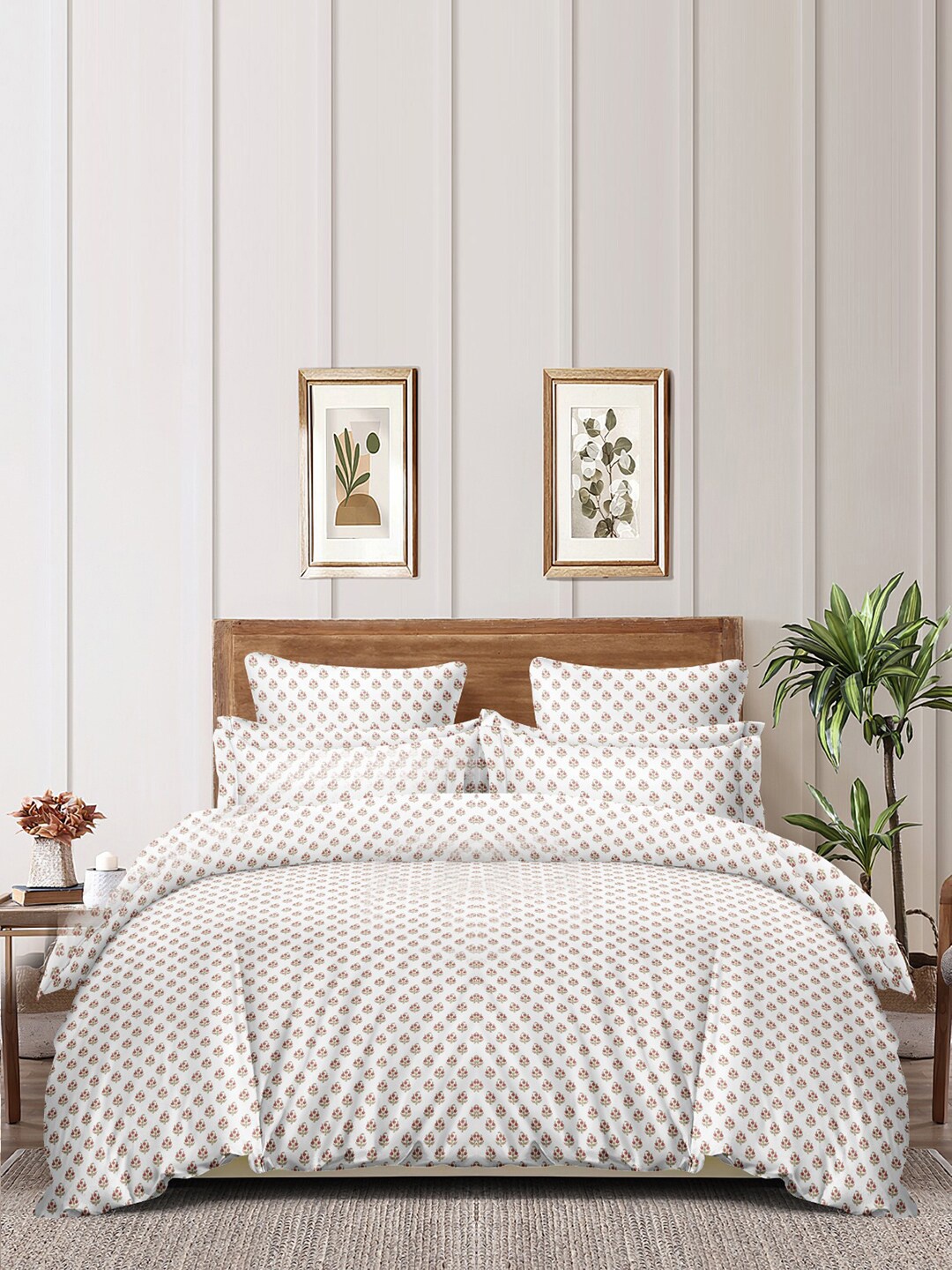 

homewards White & Red Floral Microfiber AC Room 150 GSM Double Bed Comforter